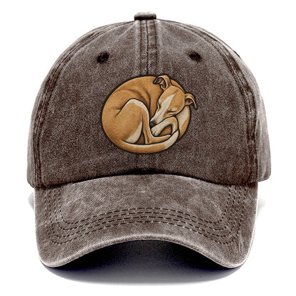 Whippet Curled Asleep Fan Favorites Classic Cap – Brown