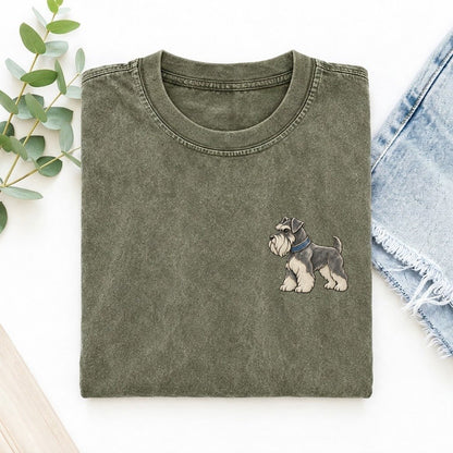 Schnauzer Beard Turn Keepsake Emblem Left Chest Vintage T-shirt – Army Green
