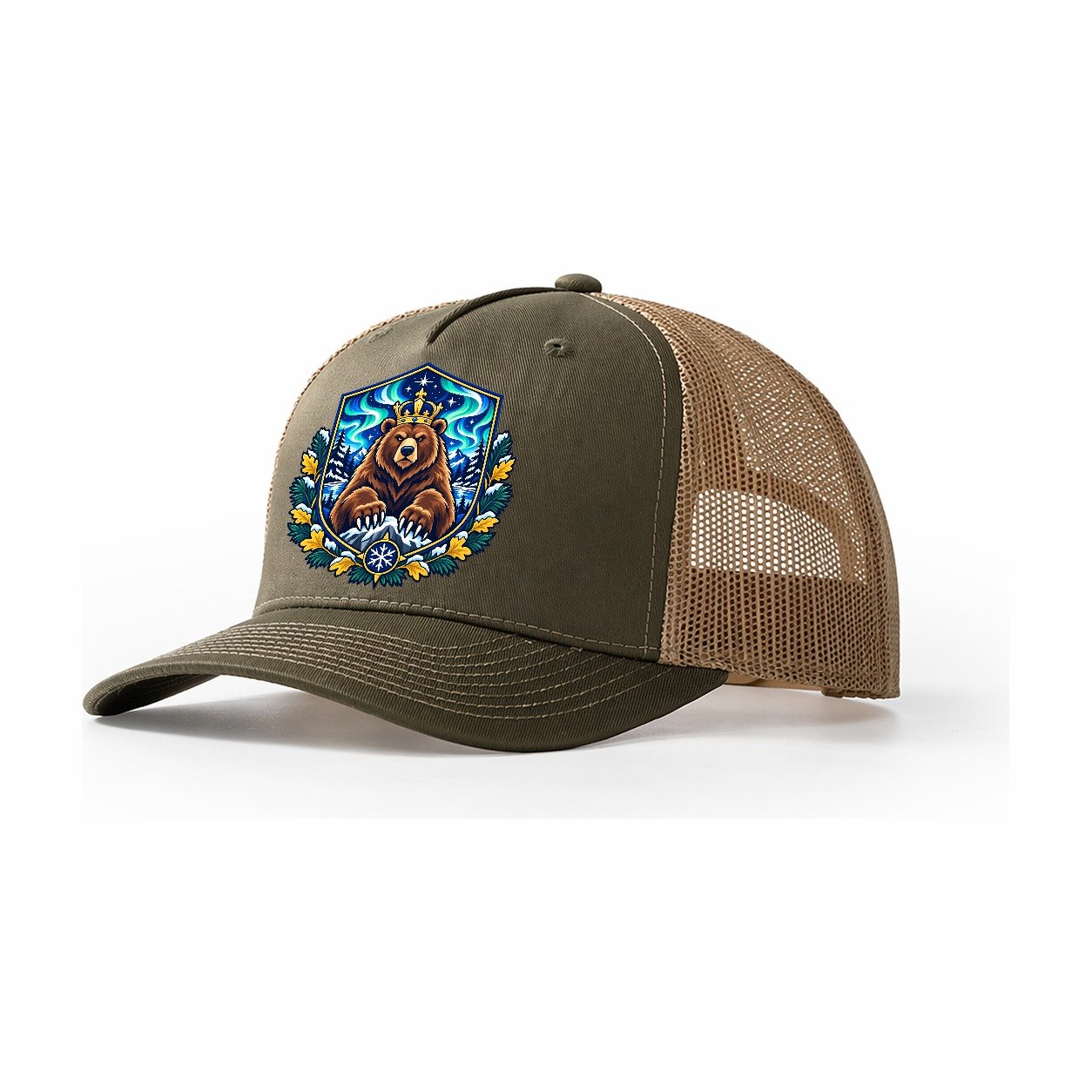 Finland Heraldic Crest Country Logos Trucker Hat – Olive Khaki