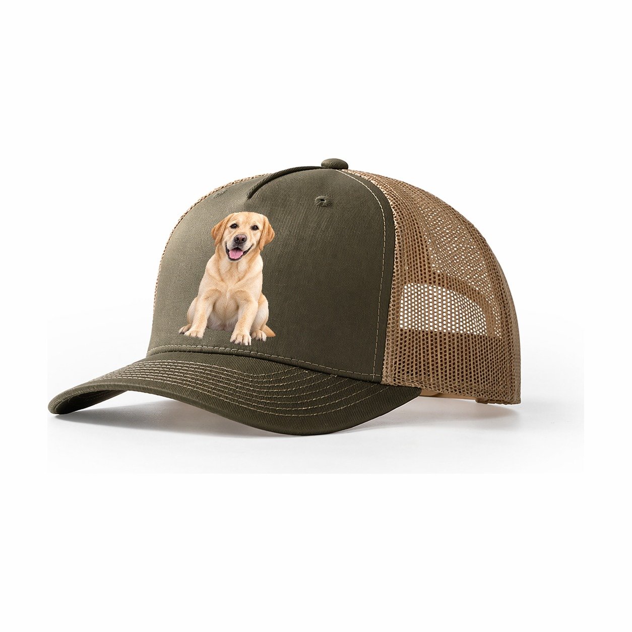 Labrador Retriever Sitting Top Breeds Trucker Hat – Olive Khaki
