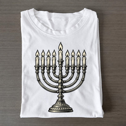 Jewish Hanukkah Nine Lights World Faiths Ink Figures Classic T-shirt – White