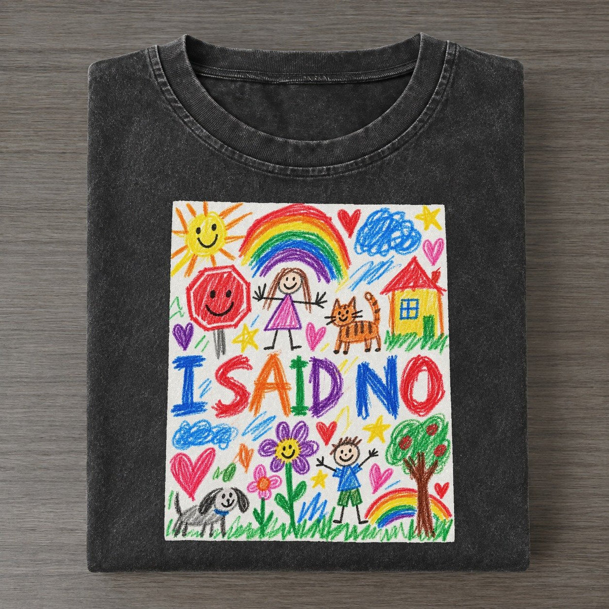 I Said No Crayon Hour Vintage T-shirt – Black