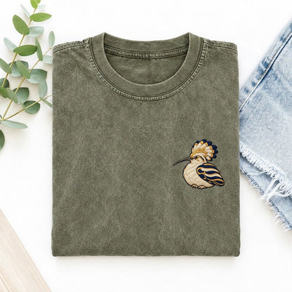 Hoopoe Crest Lift Left Chest Vintage T-shirt – Army Green