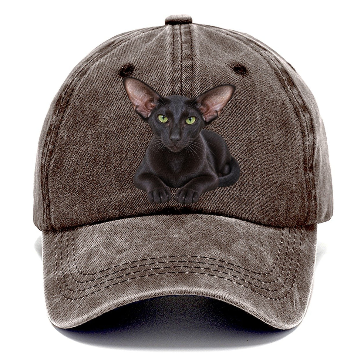 Oriental Shorthair Reclining Paws Forward Realistic Cat Portrait Classic Cap – Brown