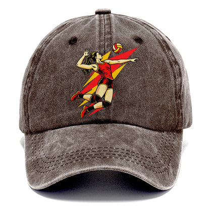 Volleyball Spike Pop Art Classic Cap – Brown