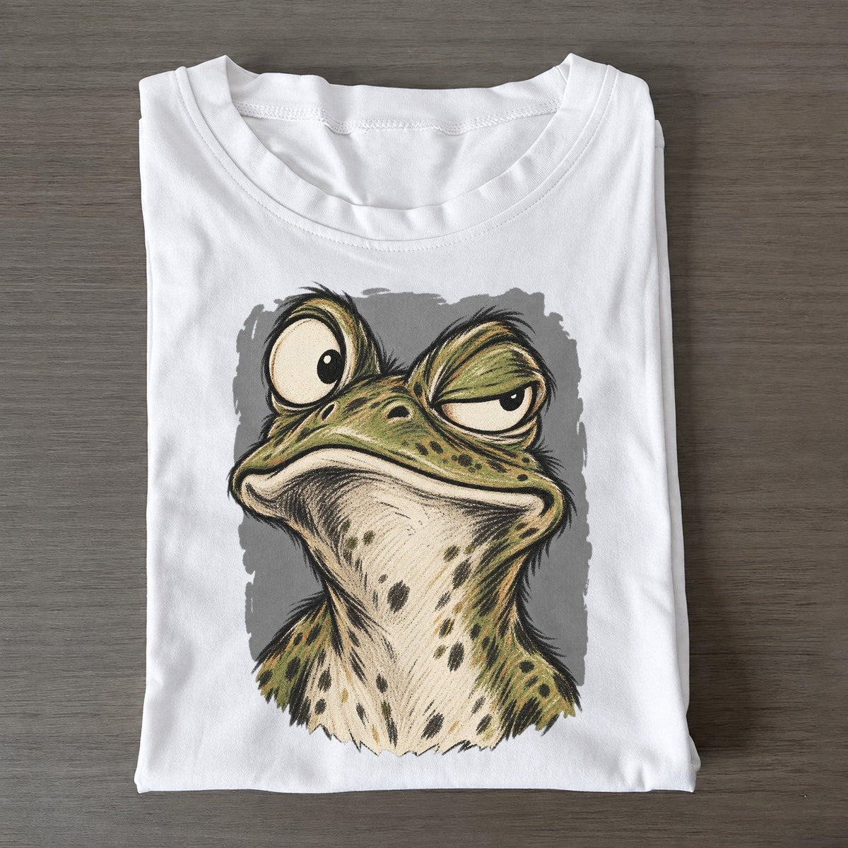 Frog Expressive Portrait Wild Grin Gallery Classic T-shirt – White