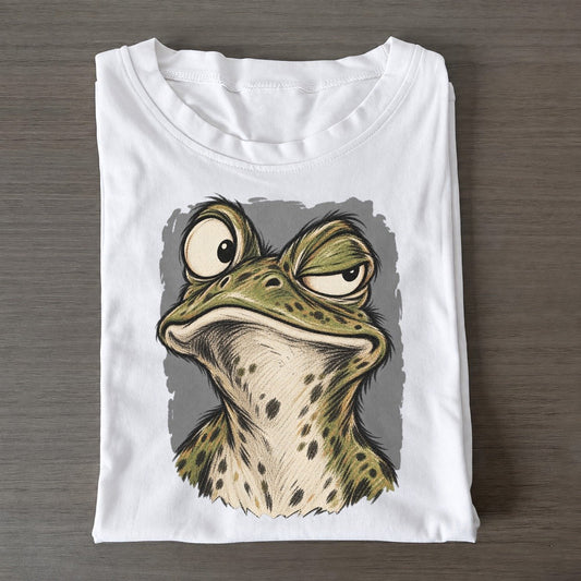 Frog Expressive Portrait Wild Grin Gallery Classic T-shirt – White