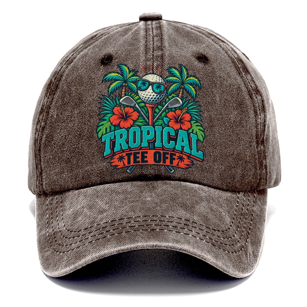 Tropical Tee Off Golf Life Classic Cap – Brown