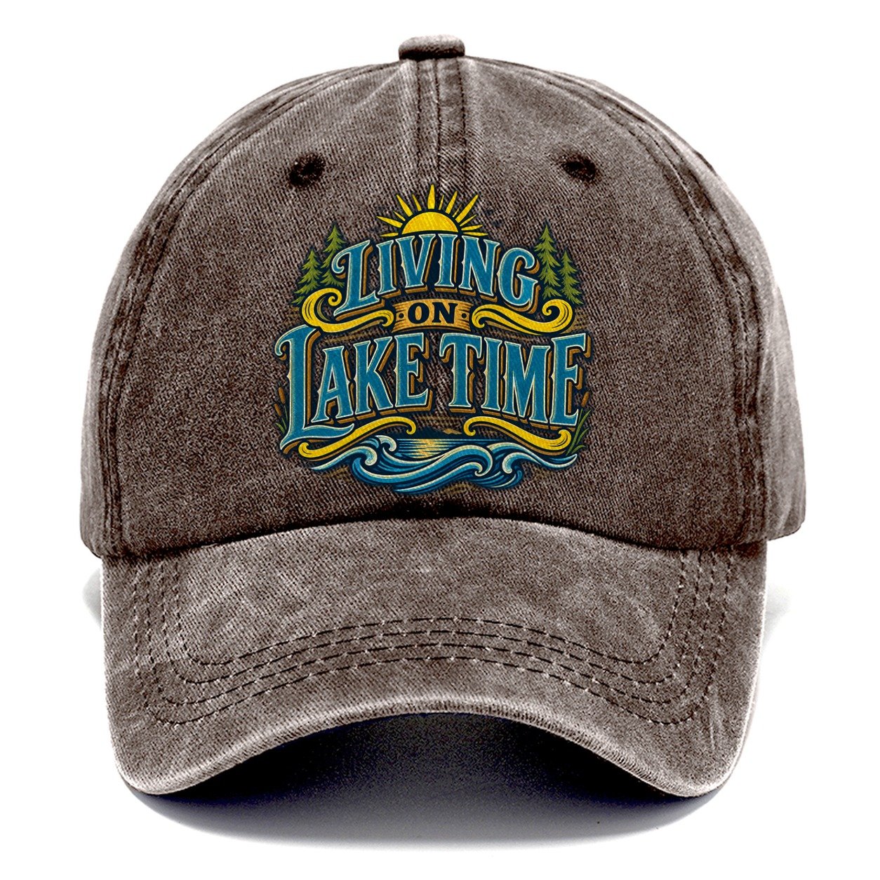 Living On Lake Time Retired Living Classic Cap – Brown