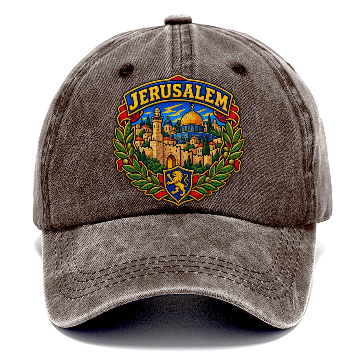 Skyline With Jerusalem Arc Jerusalem Classic Cap – Brown