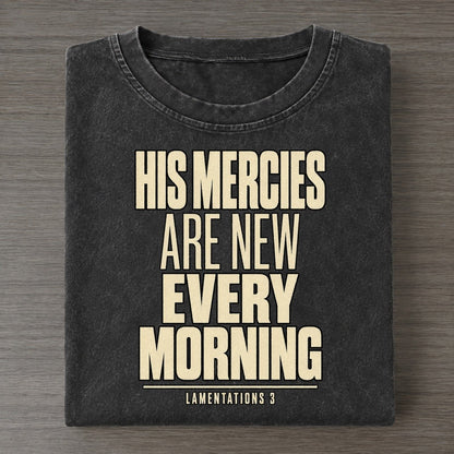 His Mercies Are New Plain Gospel Vintage T-shirt – Black