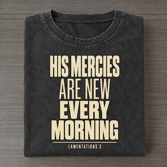 His Mercies Are New Plain Gospel Vintage T-shirt – Black