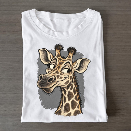 Giraffe Expressive Portrait Wild Grin Gallery Classic T-shirt – White