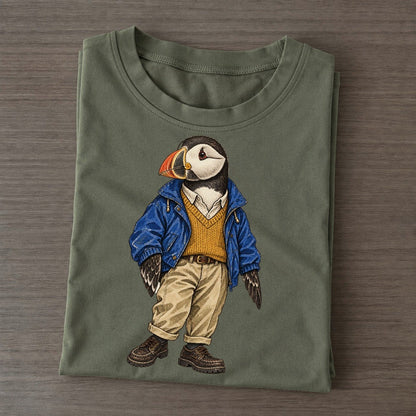 Atlantic Puffin Wardrobe Portrait Wild Wardrobe Portraits Classic T-shirt – Army Green