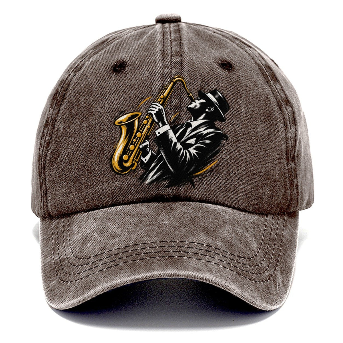 Expressive Ink Jazz Saxophonist Classic Cap – Brown