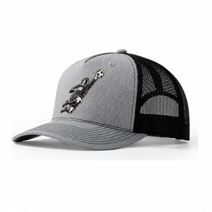 Football Keeper Diving Save Global Sports Ink Figures Trucker Hat – Sport Grey Black