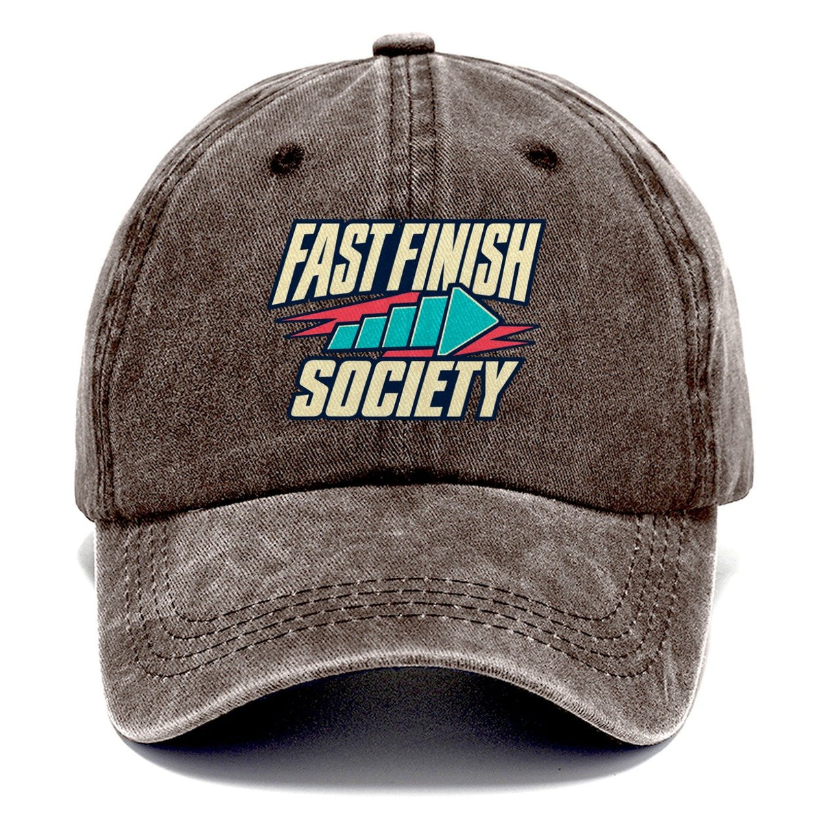 Fast Finish Society 90S Running Clubs Classic Cap – Brown