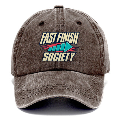 Fast Finish Society 90S Running Clubs Classic Cap – Brown