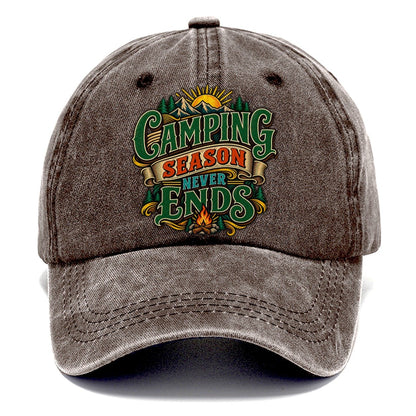 Camping Season Never Ends Retired Living Classic Cap – Brown