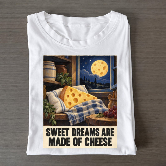 Sweet Dreams Are Made Of Cheese Painted Pop Culture Pun Classic T-shirt – White