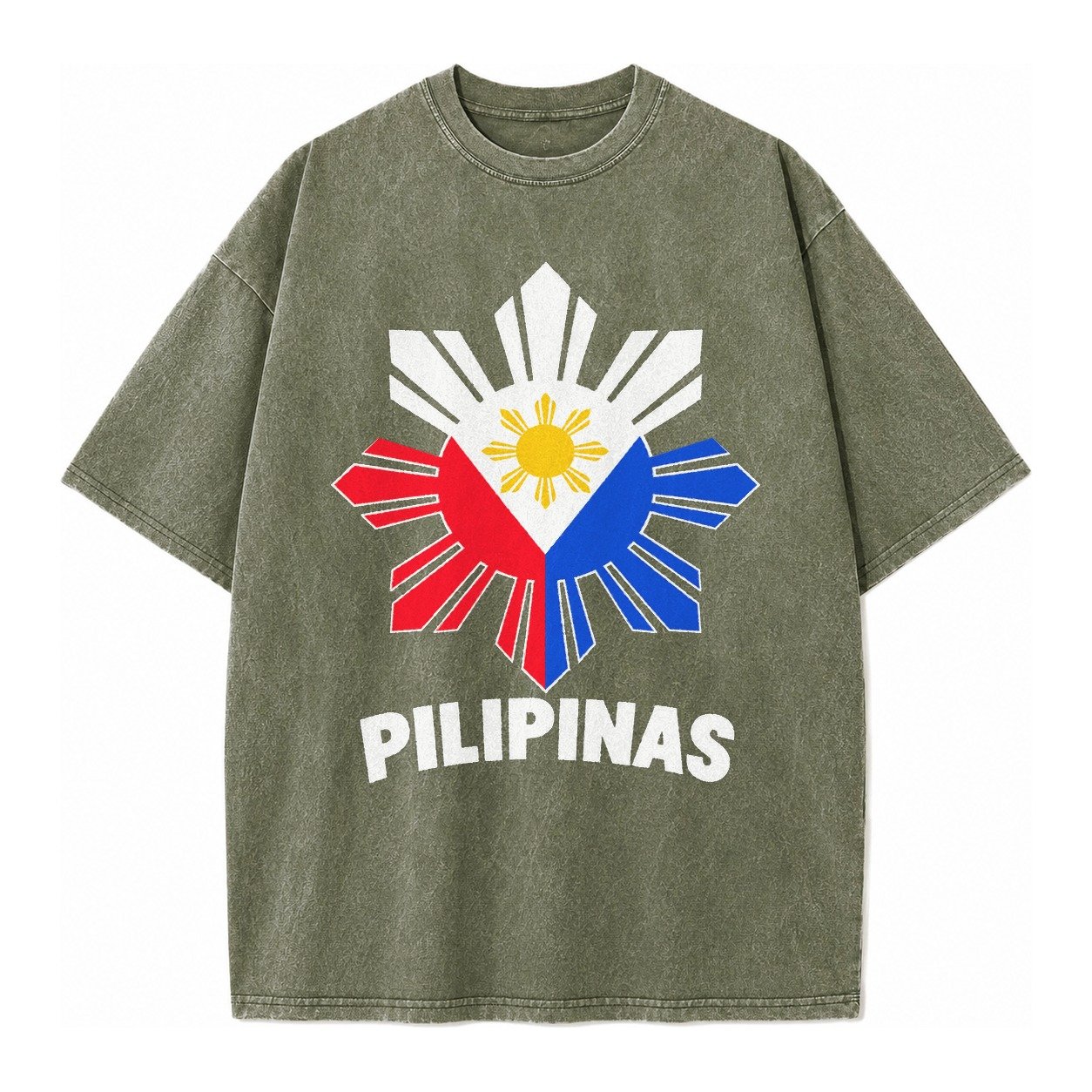 Philippines Sun Stars Vintage T-shirt – Army Green