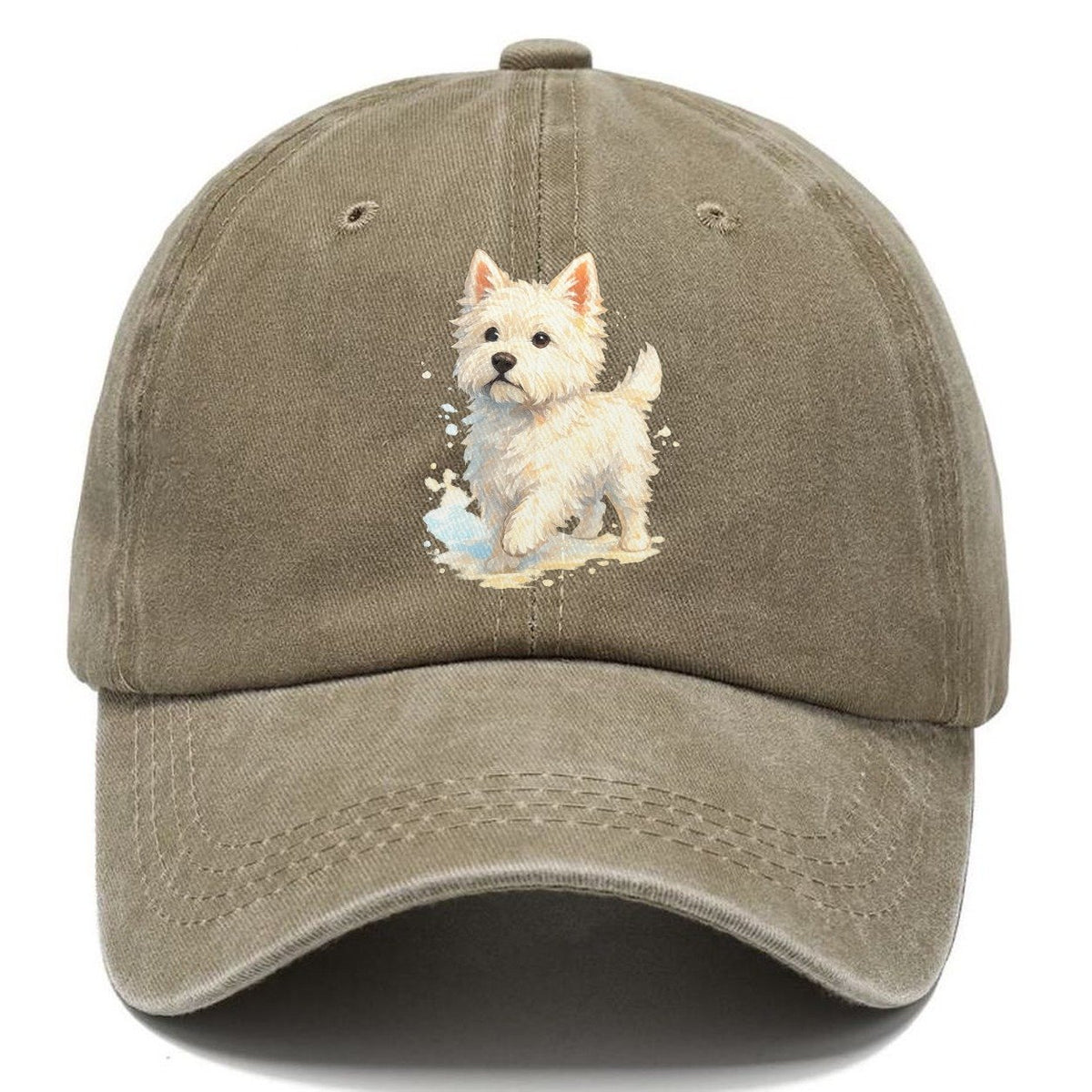 Westie Watercolor Portrait Classic Cap – Warm Sand