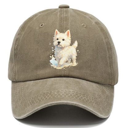 Westie Watercolor Portrait Classic Cap – Warm Sand