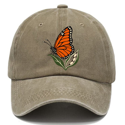 Monarch Butterfly on Milkweed Pod Classic Cap – Warm Sand