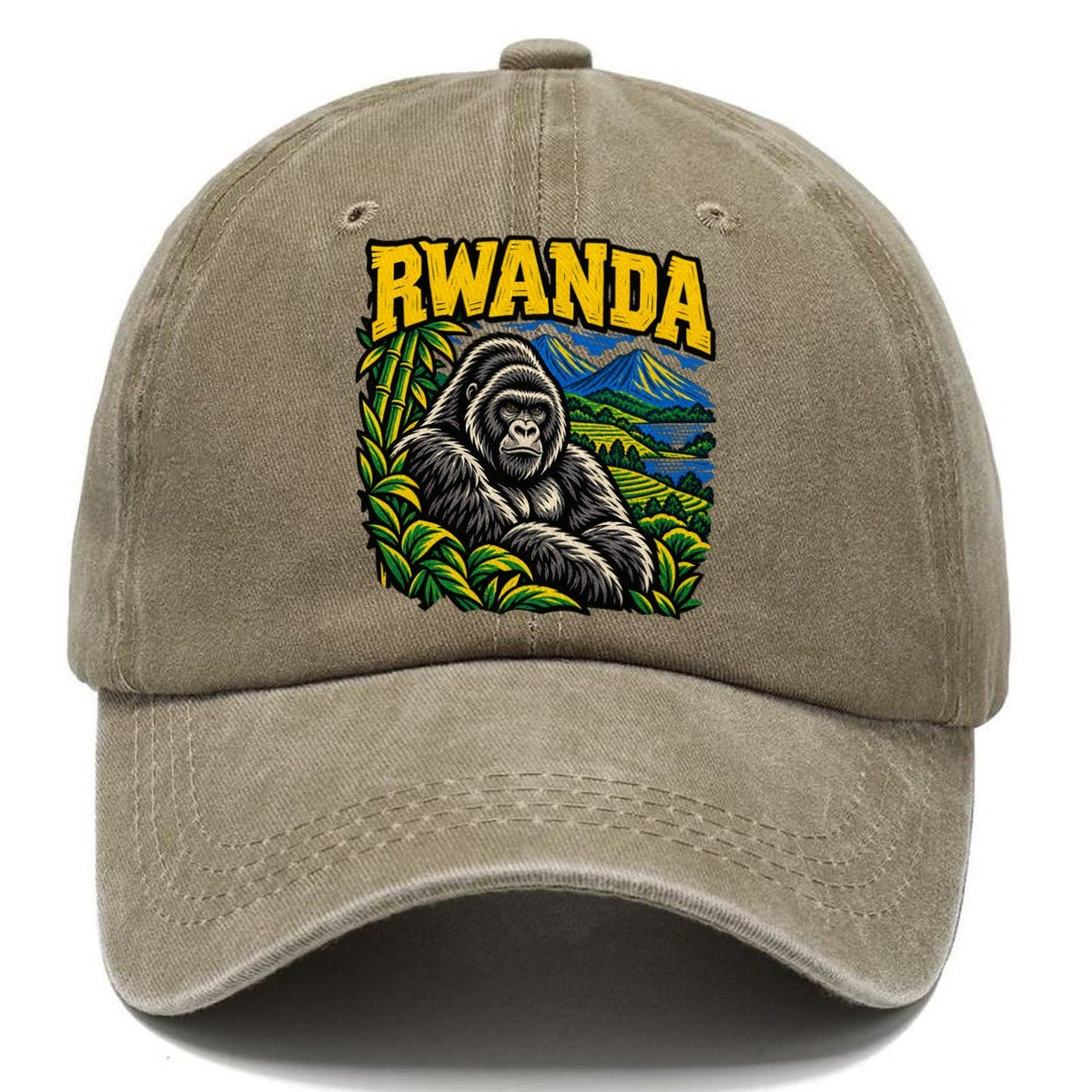 Rwanda Woodcut Badge Logo Classic Cap – Warm Sand