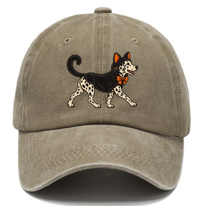 One Dalmatian In Halloween Costume Black Cat Costume With Felt Ears And A Long Curled Tail Halloween Dog Parade Classic Cap – Warm Sand