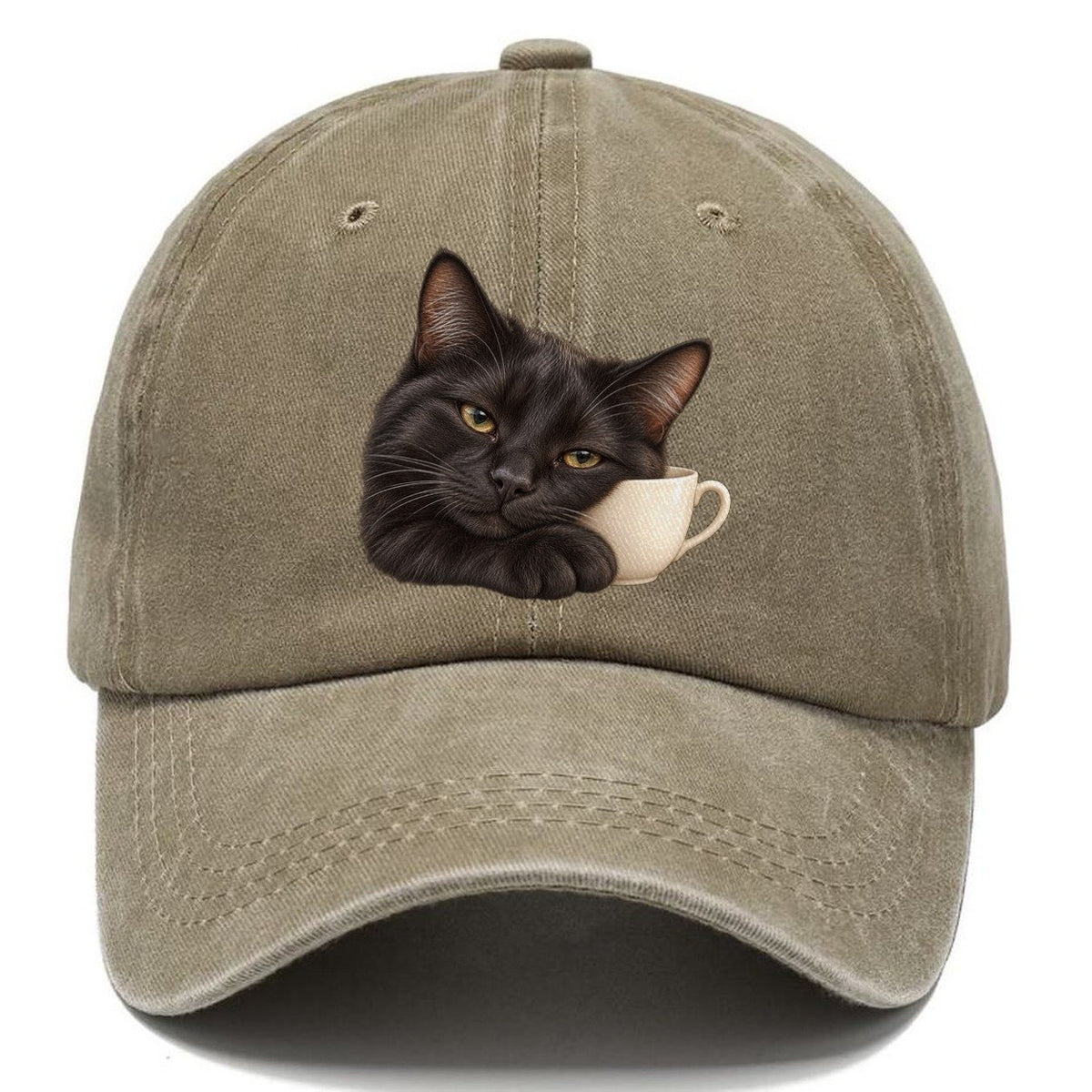 Black Cat Teacup Companion Pastimes Companions Classic Cap – Warm Sand