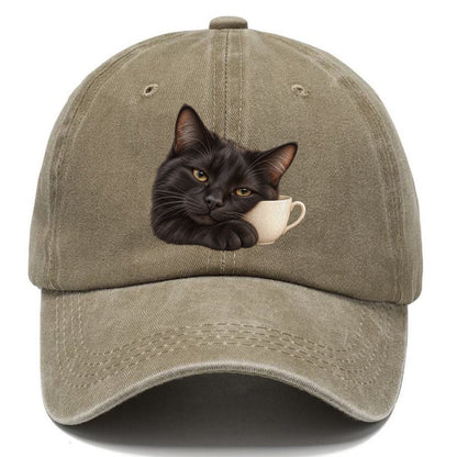 Black Cat Teacup Companion Pastimes Companions Classic Cap – Warm Sand