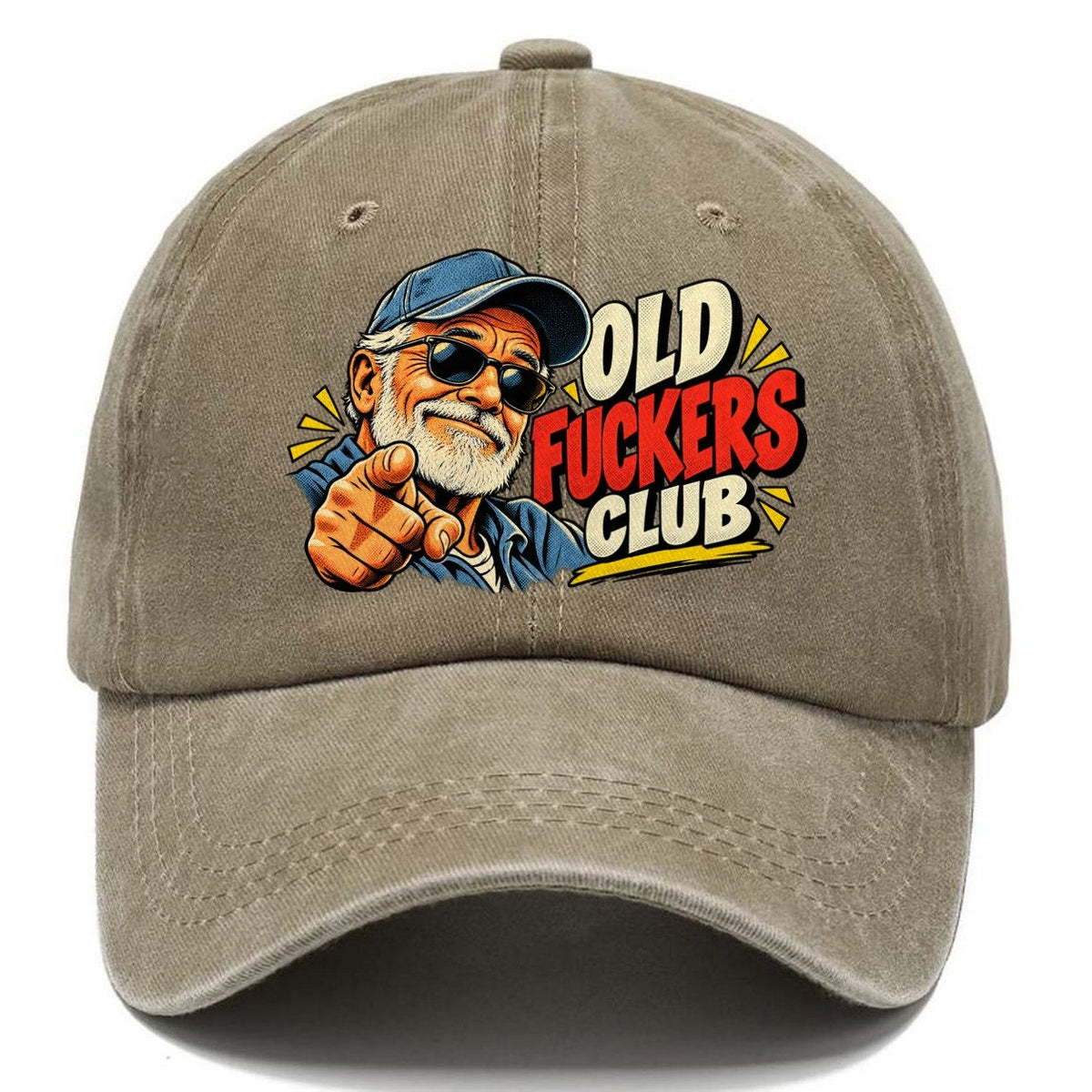 Old Fuckers Club Pointing Grandpa Classic Cap – Warm Sand