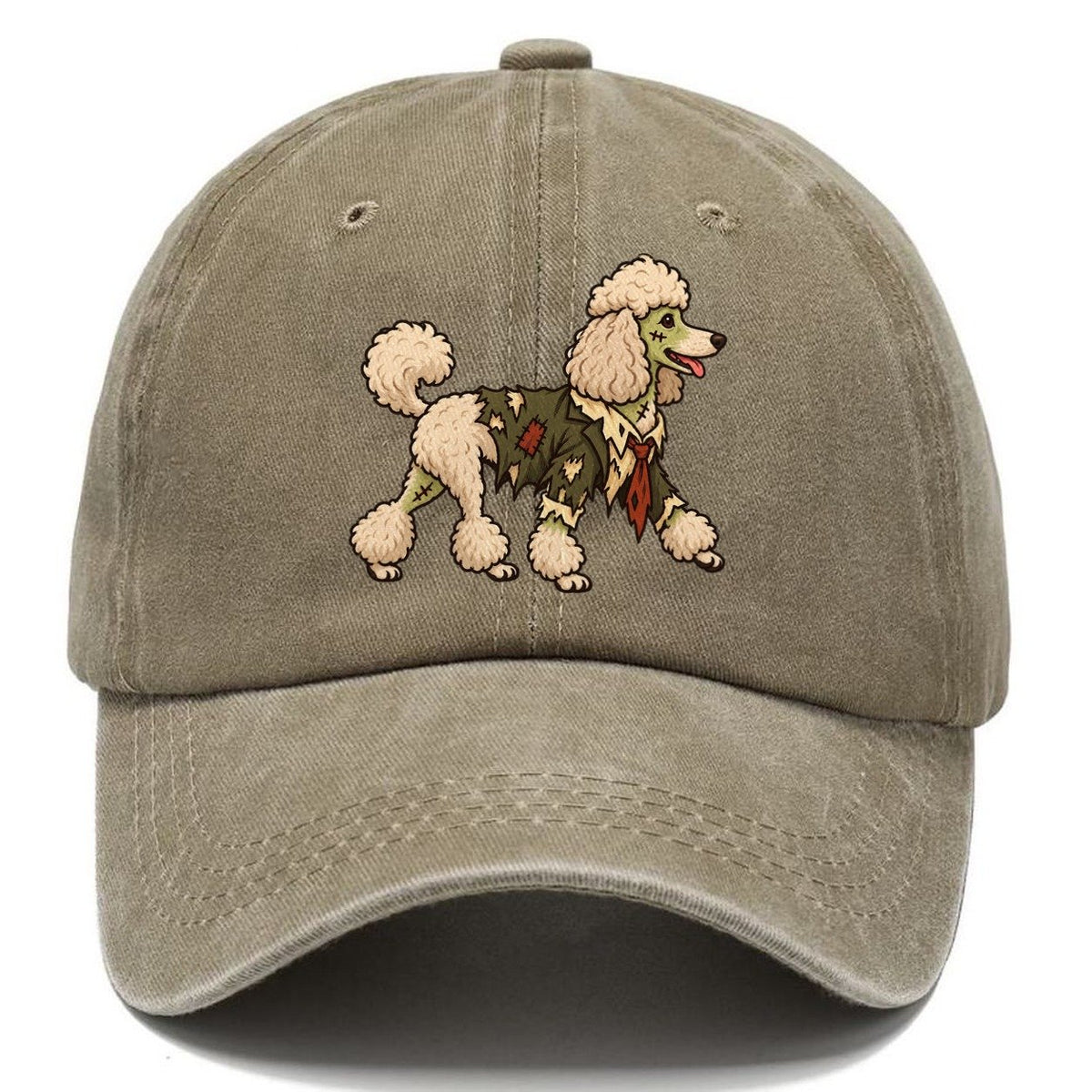 One Poodle In Halloween Costume Zombie With A Torn Collar And A Few Patch Stitches Halloween Dog Parade Classic Cap – Warm Sand