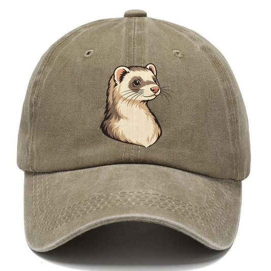 Ferret Cream Portrait Small Pet Logos Classic Cap – Warm Sand