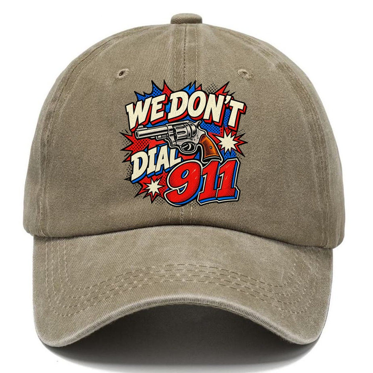 Comic Pop Burst We Don't Dial 911 Classic Cap – Warm Sand