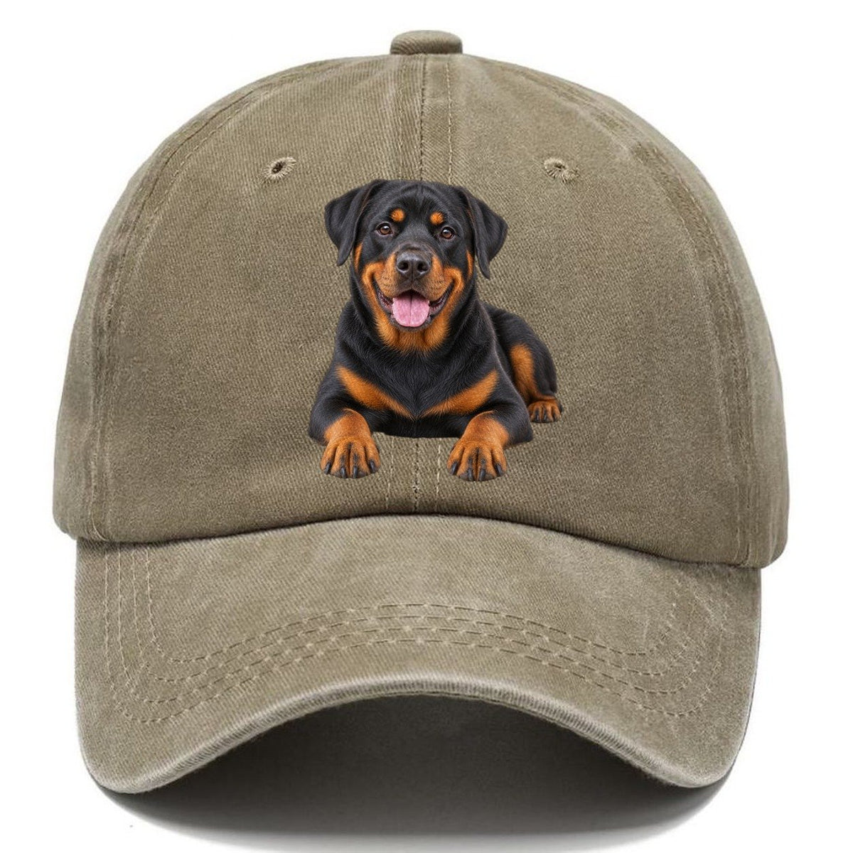 Rottweiler Sitting Top Breeds Classic Cap – Warm Sand
