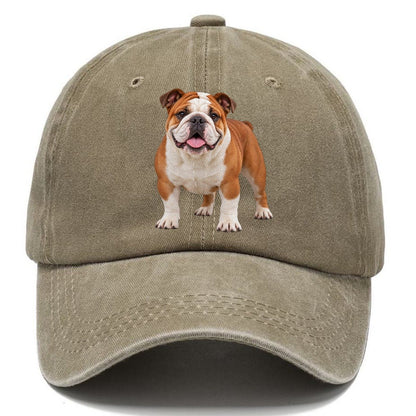 English Bulldog Standing Top Breeds Classic Cap – Warm Sand