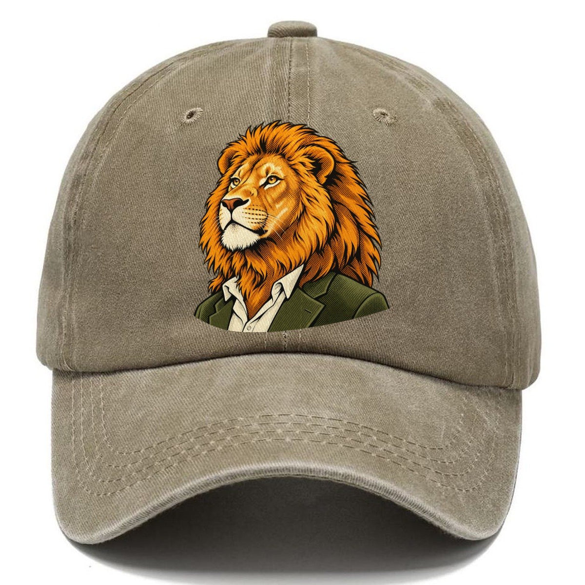 Lion in Suit Portrait Classic Cap – Warm Sand