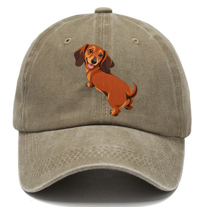 Happy Dachshund Looking Back Classic Cap – Warm Sand