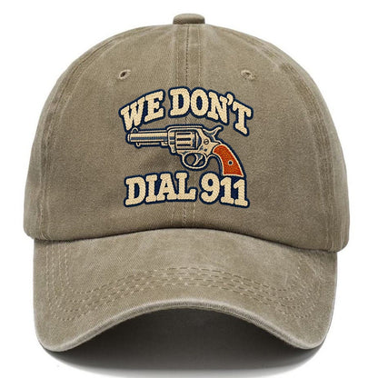 Denim Chainstitch We Don't Dial 911 Classic Cap – Warm Sand