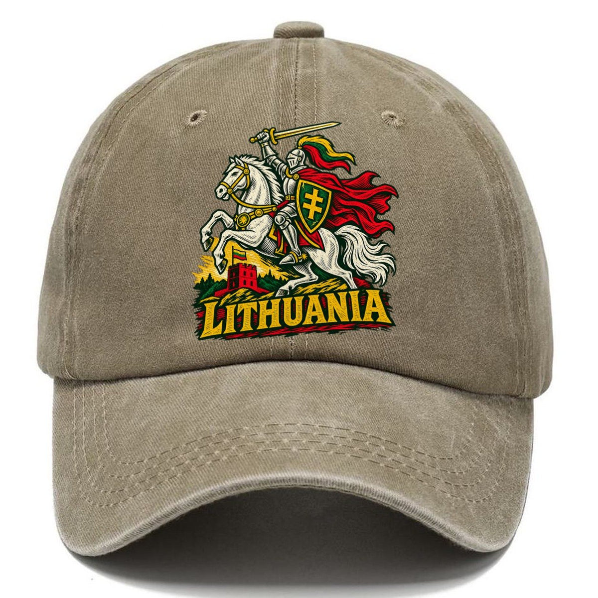 Lithuania Woodcut Badge Classic Cap – Warm Sand
