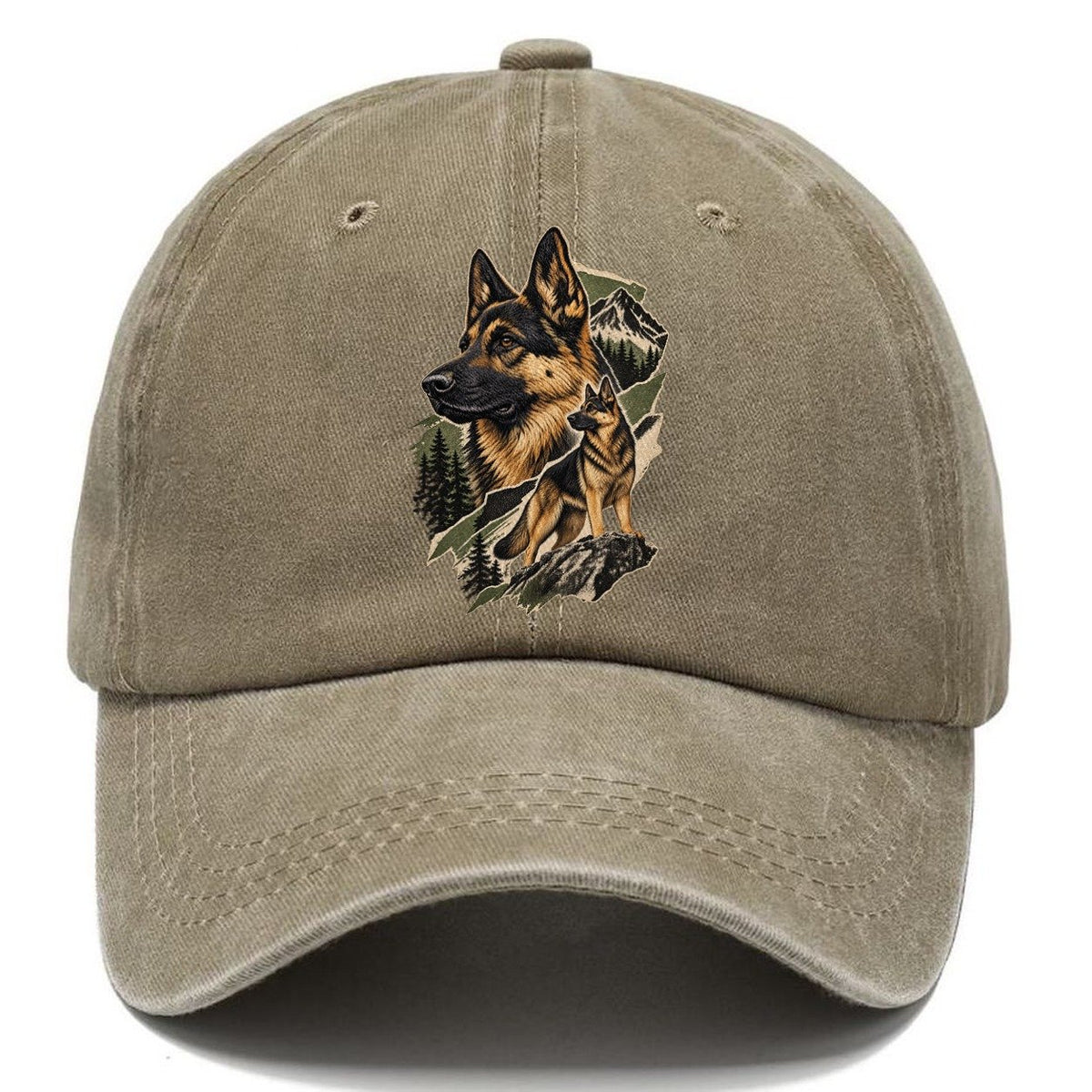 German Shepherd Mountain Portrait Classic Cap – Warm Sand
