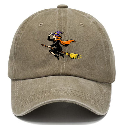 Flying Witch on Broomstick Classic Cap – Warm Sand