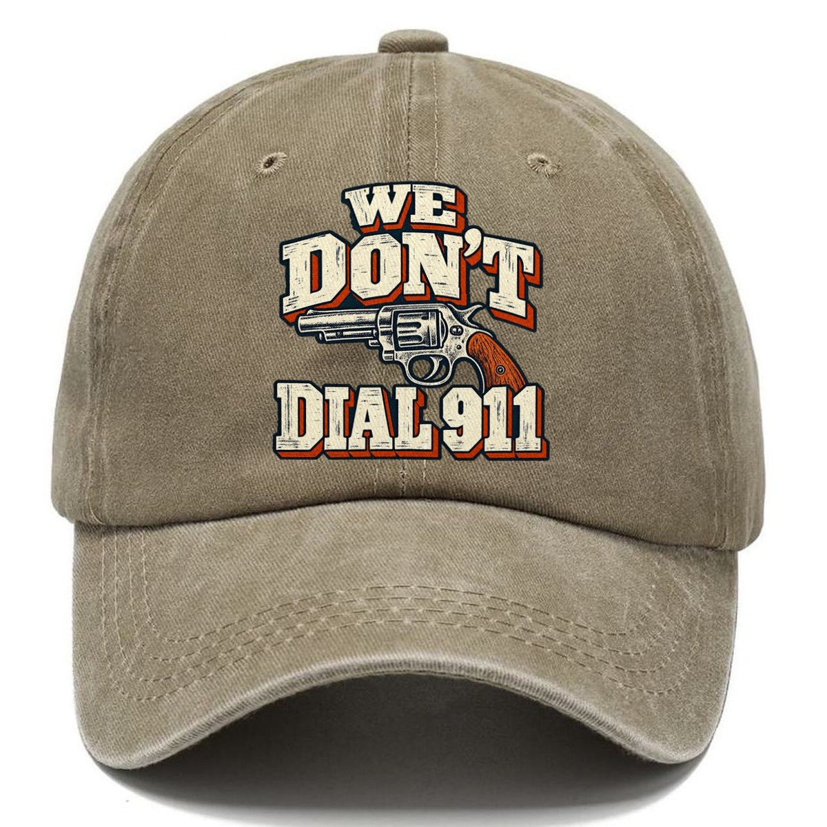 Woodtype Broadsheet We Don't Dial 911 Classic Cap – Warm Sand