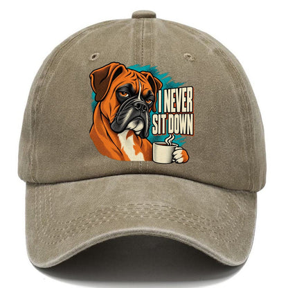 I Never Sit Down Boxer Dog Coffee Classic Cap – Warm Sand