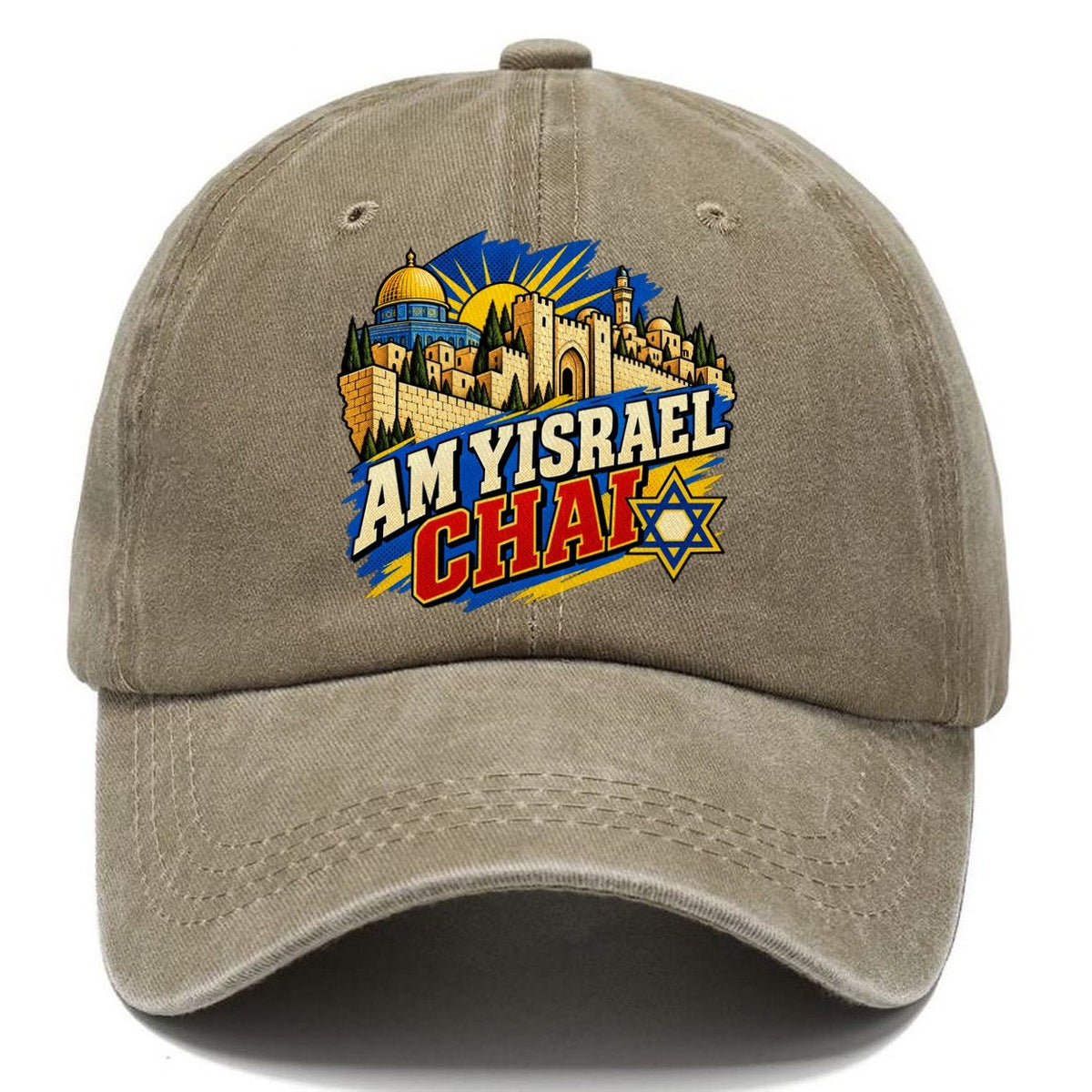 Pop Art Am Yisrael Chai Jerusalem Classic Cap – Warm Sand