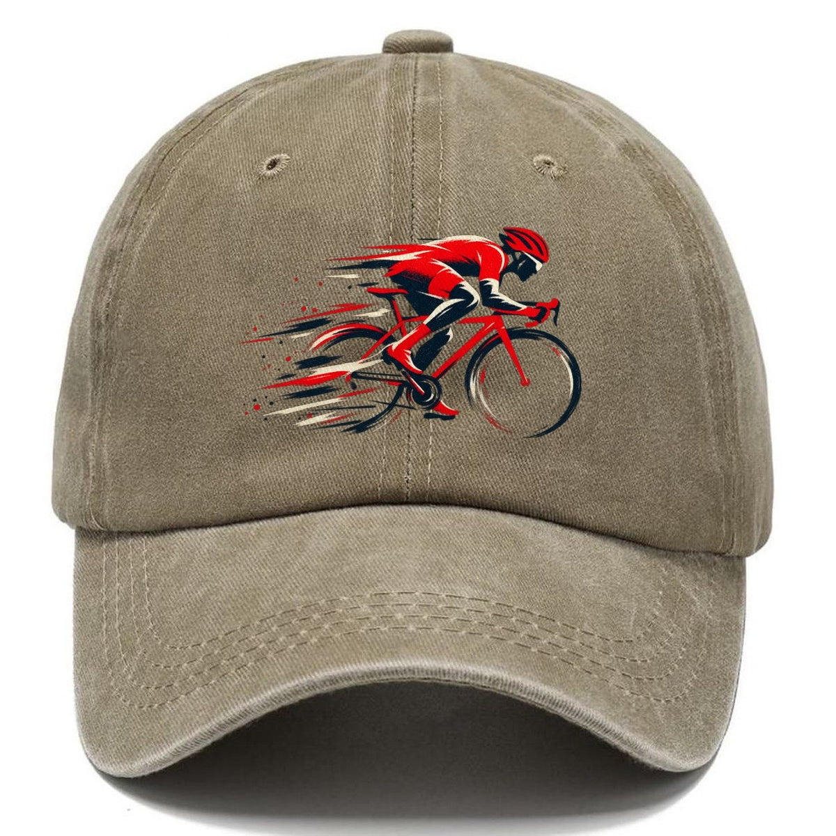 Red Cyclist Speed Lines Classic Cap – Warm Sand