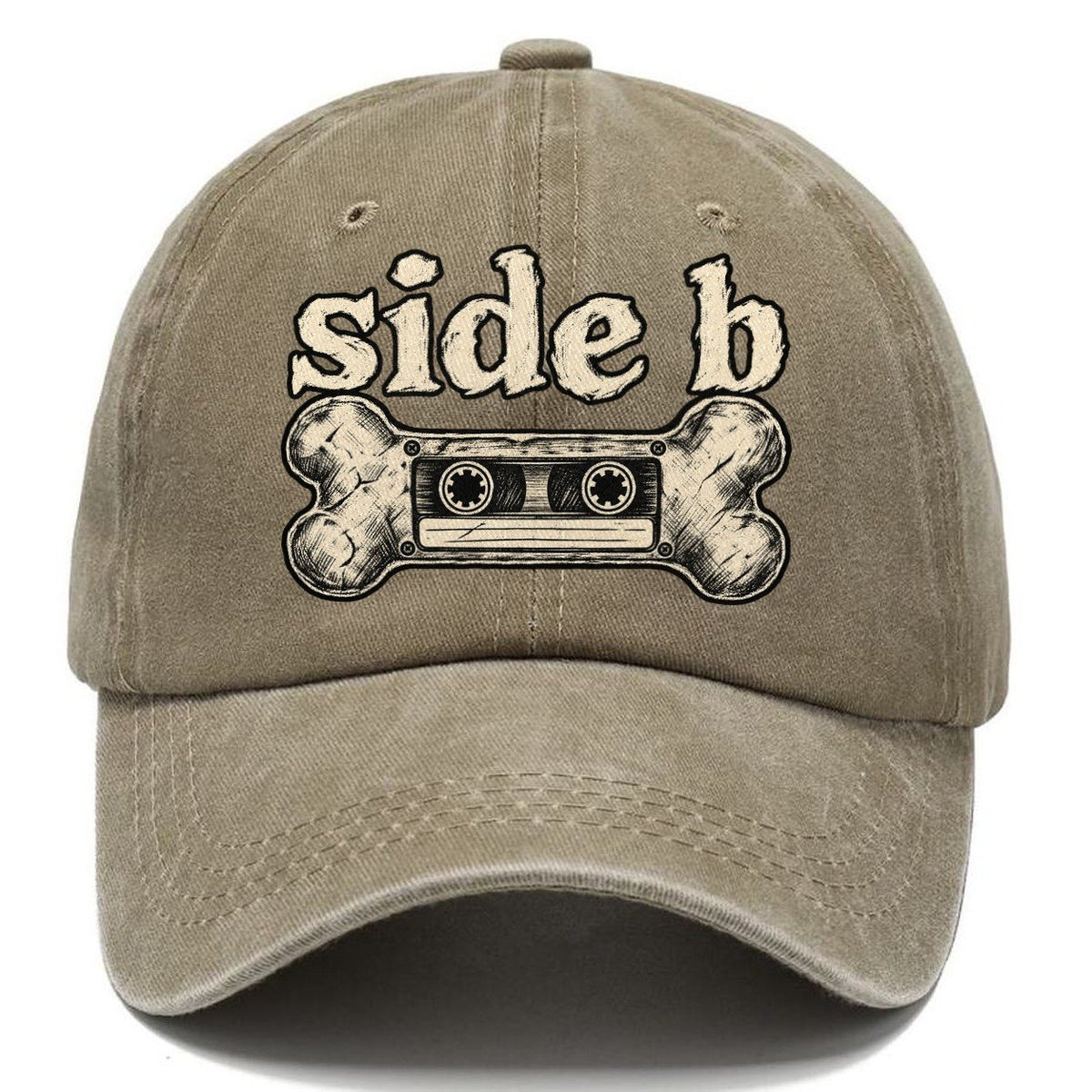 A Dog Bone Drawn As A Cassette Tape Bark For Me Classic Cap – Warm Sand