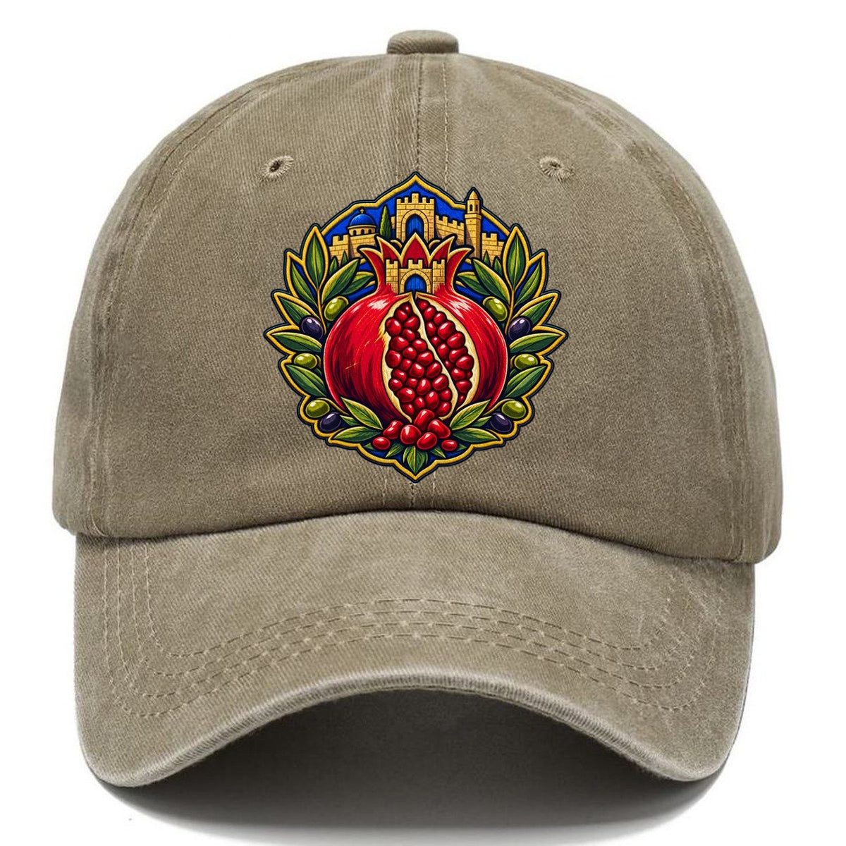 Pomegranate Emblem Jerusalem Classic Cap – Warm Sand
